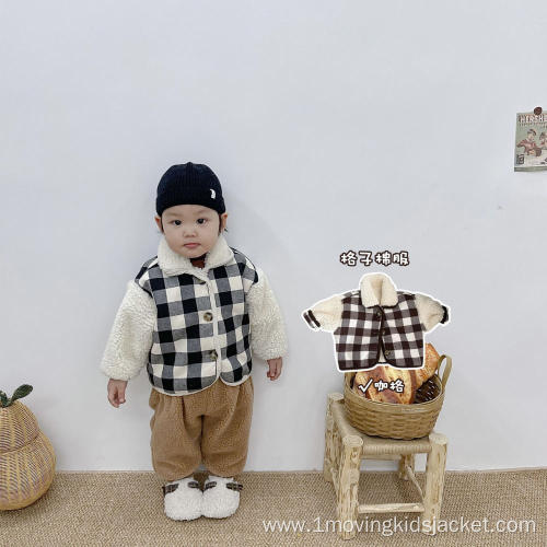 Children's Winter Cute Lamb Wool Stitching Jacket